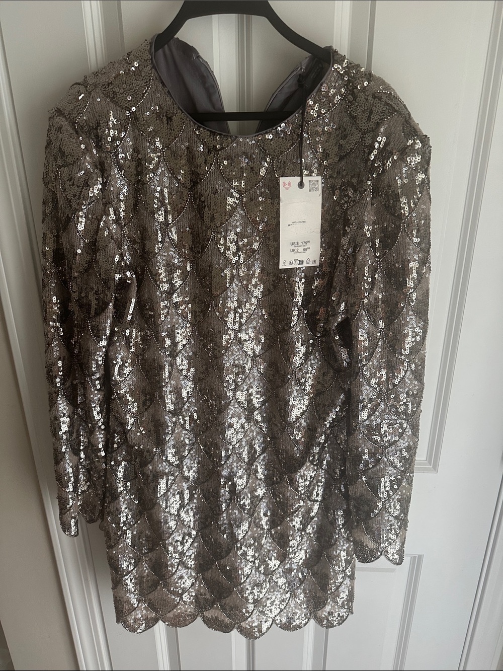 NWT ZW COLLECTION SEQUIN MINI DRESS SILVER - Picture 6 of 8
